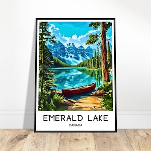 Emerald Lake Travel Print Emerald Lake Poster Canadian Art Print Canada Lover Gift Wall Hanging Home Decor Emerald Lake Illustration