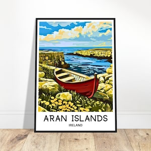 Aran Islands Travel Print Poster Irish Art Print Ireland Lover Gift Wall Hanging Art Aran Islands Illustration Home Office Desk Decor