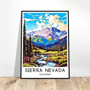 Sierra Nevada Travel Print Sierra Nevada Poster American Art Print California Lover Gift Wall Hanging Sierra Nevada Illustration Home Decor
