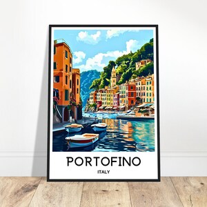 Portofino Reise-Druck Portofino Poster Italienischer Kunstdruck Italien Liebhaber Geschenk Wandbehang Kunst Home Office Schreibtisch Dekor Positano Illustration