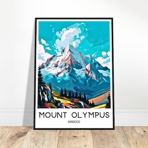Impresión de viaje del monte Olimpo Póster del monte Olimpo Impresión de arte griego Regalo para amantes de Grecia Ilustración de arte para colgar en la pared Decoración para el hogar y la oficina
