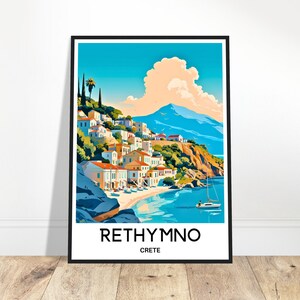 Rethymno Travel Print Crete Poster Greek Art Print Greece Lover Gift Wall Hanging Art Home Office Decor Rethymno Illustration