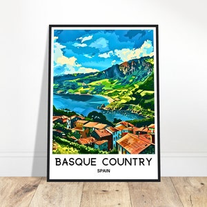 Impresión de viaje al País Vasco Póster del País Vasco Impresión de arte español Regalo para amantes de España Colgante de pared Decoración del hogar Ilustración del País Vasco