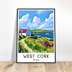 West Cork Travel Print West Cork Poster Irish Art Print Ireland Lover Gift Wall Hanging Art West Cork Illustration Home Office Desk Decor