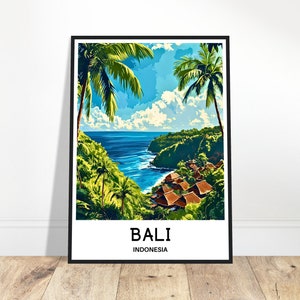 Bali Travel Print Indonesia Poster Indonesian Art Print Bali Lover Gift Wall Hanging Art Home Office Decor Bali Province Illustration