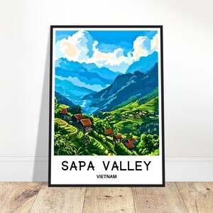 Sapa Valley Travel Print Poster Vietnamese Art Print Vietnam Lover Gift Wall Hanging Art Home Office Room Decor Sapa Valley Illustration