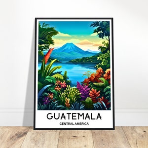 Guatemala Travel Print Guatemala Poster Central America Lover Gift Wall Hanging Art Home Office Desk Decor Guatemala Illustration