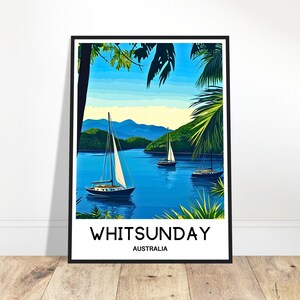 Whitsunday Islands Travel Print Poster Australian Art Print Australia Lover Gift Wall Hanging Illustration Home Office Room Decor