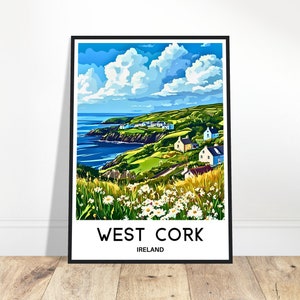 West Cork Travel Print West Cork Poster Irish Art Print Ireland Lover Gift Wall Hanging Art West Cork Illustration Home Office Desk Decor