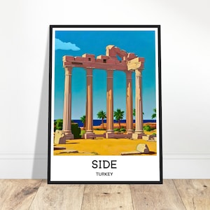 Side Travel Print Side Poster Türkischer Kunstdruck Türkei Liebhaber Geschenk Wandbehang Kunst Home Office Dekor Side City Illustration