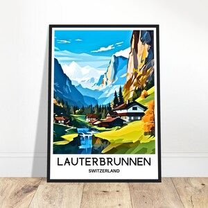 Lauterbrunnen Travel Print Lauterbrunnen Poster Swiss Art Print Switzerland Lover Gift Wall Hanging Home Decor Lauterbrunnen Illustration