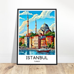 Istanbul Travel Print Istanbul Poster Turkish Art Print Turkey Lover Gift Wall Hanging Art Home Office Decor Istanbul City Illustration