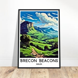 Brecon Beacons Travel Print Brecon Beacons Poster Welsh Art Print Wales Lover Gift Wall Hanging Art Brecon Beacons Mountain Illustration