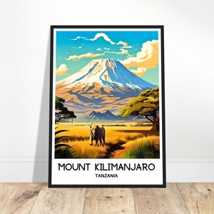 Mount Kilimanjaro Travel Print Kilimanjaro Poster Tanzanian Art Print Tanzania Lover Gift Wall Hanging Illustration Home Office Decor
