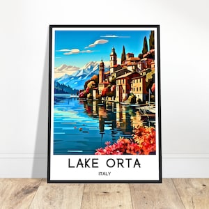 Lake Orta Travel Print Lake Orta Poster Italian Art Print Italy Lover Gift Wall Hanging Art Home Office Decor Lake Orta Illustration