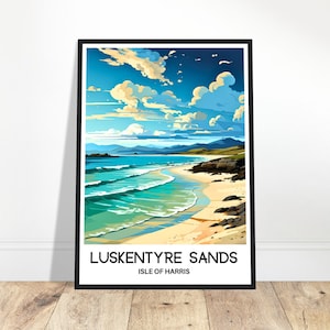 Luskentyre Sands Travel Print Luskentyre Beach Poster Scottish Art Print Scotland Lover Gift Wall Hanging Illustration Home Office Decor