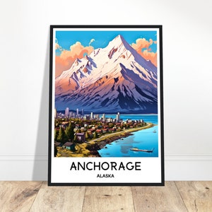Anchorage Travel Print Anchorage Poster American Art Print Alaska Lover Gift Wall Hanging Art Anchorage City Illustration Home Office Decor