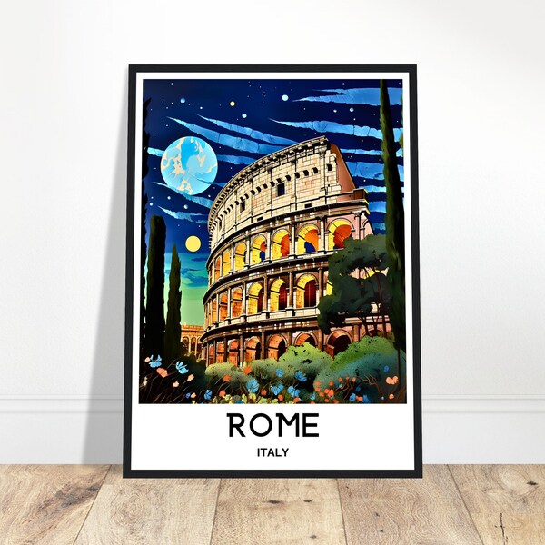 Rome Travel Print Rome City Poster Italian Art Print Italy Lover Gift Wall Hanging Art Home Office Desk Decor Colosseum Illustration