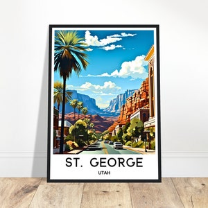 St. George Travel Print St. George Poster American Art Print Utah Lover Gift Wall Hanging Art St. George City Illustration Home Office Decor