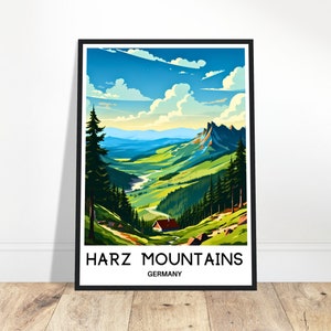 Harzer Berge Reise-Druck Der Harzer Poster Deutscher Kunstdruck Deutschland-Liebhaber Geschenk Wandbehang Kunsthochland deutsch Highland Illustration