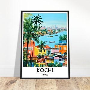 Kochi Travel Print Kochi Poster Indian Art Print India Lover Gift Wall Hanging Home Office Desk Decor Kochi City Illustration
