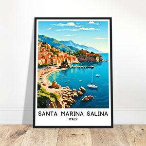 Santa Marina Salina Reise-Druck-Plakat Italien-Kunstdruck Italien-Liebhaber-Geschenk Italien-Wandbehang Kunst Illustration Haus Büro Schreibtisch Dekor