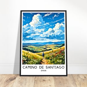 Camino de Santiago voyage impression Camino de Santiago affiche impression d'art espagnol Espagne amoureux cadeau tenture murale Art Illustration décoration de bureau à domicile