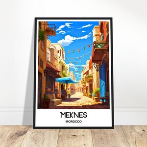 Meknes Reise-Druck Meknes Poster marokkanischer Kunstdruck Marokko Liebhaber Geschenk Wandbehang Kunst Meknes Stadt Illustration Home Office Schreibtisch Dekor