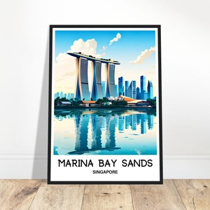 Marina Bay Sands Travel Print Marina Bay Sands Poster Singaporean Art Print Singapore Lover Gift Wall Hanging Singapore Illustration