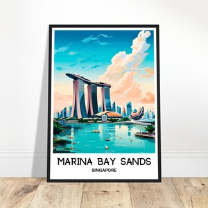 Marina Bay Sands Travel Print Marina Bay Sands Poster Singaporean Art Print Singapore Lover Gift Wall Hanging Singapore Illustration