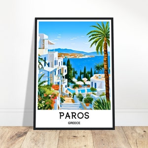 Paros Reise-Druck Paros Poster griechisch Kunstdruck Griechenland Liebhaber Geschenk Wandbehang Kunst Home Office Dekor Insel Paros Illustration