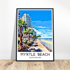 Myrtle Beach Travel Print Myrtle Beach Poster American Art Print America Lover Gift South Carolina Illustration Wall Hanging Art Home Decor