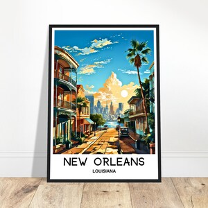 Impression de voyage à la Nouvelle-Orléans Affiche de la Nouvelle-Orléans Impression d'art américain Cadeau pour amoureux de la Louisiane Tenture murale Art Illustration de la ville de La Nouvelle-Orléans