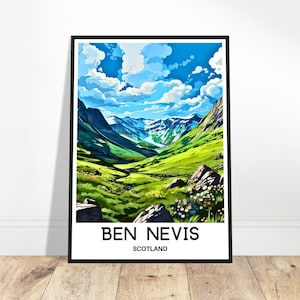 Ben Nevis Travel Print Ben Nevis Poster Scottish Art Print Scotland Lover Gift Wall Hanging Home Office Decor Ben Nevis Illustration