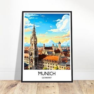Munich Travel Print Munich Poster German Art Print Germany Lover Gift Wall Hanging Art Home Office Decor Munich City Illustration