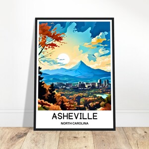 Asheville Travel Print Asheville Poster American Art Print America Lover Gift North Carolina Illustration Wall Hanging Art Home Office Decor