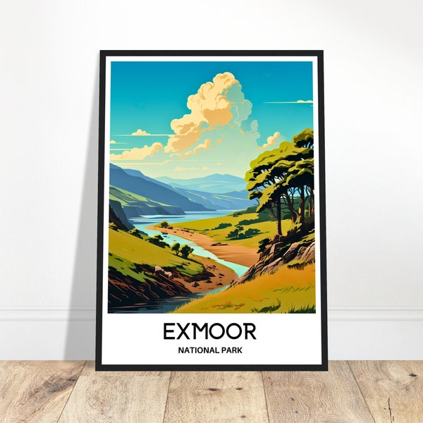 Exmoor National Park Travel Print Exmoor Poster English Art Print England Lover Gift Wall Hanging Art Exmoor Park Illustration Home Decor