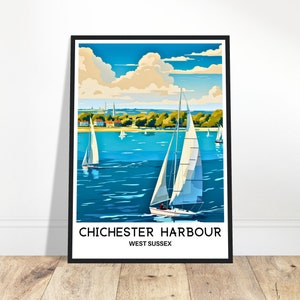 Chichester Harbour Travel Print Chichester Poster English Art Print England Lover Gift Wall Hanging Art West Sussex Illustration Home Decor
