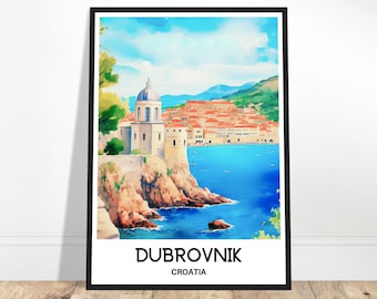 Dubrovnik Watercolor Print Dubrovnik Travel Poster Croatian Art Print Croatia Lover Gift Dubrovnik City Watercolour Painting Illustration