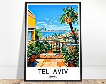 Tel Aviv Travel Print Tel Aviv Poster Jewish Art Print Israel Lover Gift Wall Hanging Art Home Office Decor Tel Aviv City Illustration