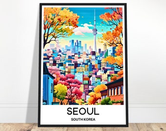 Seoul Travel Print Seoul Poster Korean Art Print South Korea Lover Gift Wall Hanging Art Home Office Decor Seoul City Illustration