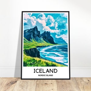 Iceland Travel Print Iceland Poster Icelandic Art Print Iceland Lover Gift Wall Hanging Art Illustration Home Office Desk Decor
