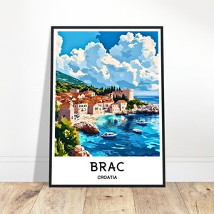 Brac Reise-Druck Brac Poster Kroatischer Kunstdruck Kroatien Liebhaber Geschenk Wandbehang Kunst Brac Insel Illustration Home Office Schreibtisch Dekor