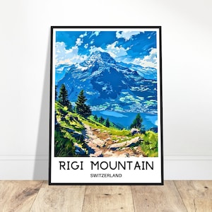 Rigi Mountain Travel Print Rigi Mountain Poster Swiss Art Print Switzerland Lover Gift Wall Hanging Home Office Desk Decor Rigi Illustration