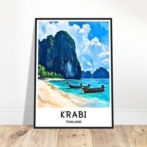 Krabi Travel Print Krabi Poster Thailandese Art Print Thailand Lover Gift Wall Hanging Art Home Office Room Decor Krabi Illustration