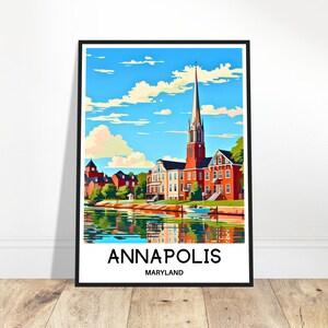 Annapolis Travel Print Poster American Art Print Maryland Lover Gift Wall Hanging Art Annapolis City Illustration Home Office Room Decor