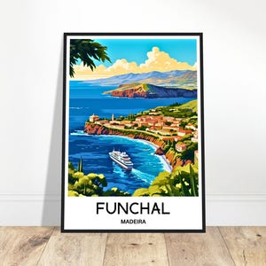 Funchal Travel Print Madeira Poster Portuguese Art Print Portugal Lover Gift Wall Hanging Madeira Island Home Decor Funchal Illustration