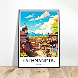 Kathmandu Travel Print Kathmandu Poster Nepalese Art Print Nepal Lover Gift Wall Hanging Art Home Office Room Decor Kathmandu Illustration