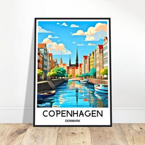 Kopenhagen Reise-Druck Kopenhagen Poster Dänemark Kunstdruck Dänemark Liebhaber Geschenk Wandbehang Kunst Illustration Home Office Zimmer Schreibtisch Dekor