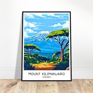 Mount Kilimanjaro Travel Print Kilimanjaro Poster Tanzanian Art Print Tanzania Lover Gift Wall Hanging Illustration Home Office Decor